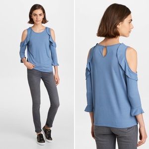 Karl Lagerfeld Cold Shoulder Top Blue NEW with Tag